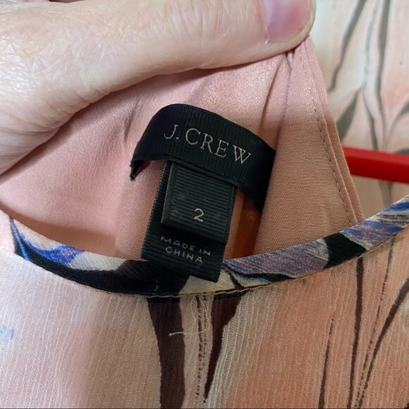 J Crew Silk Chiffon Dress Marble Print Pink Side Zip Pockets A-Line Size 2 - Picture 5 of 6